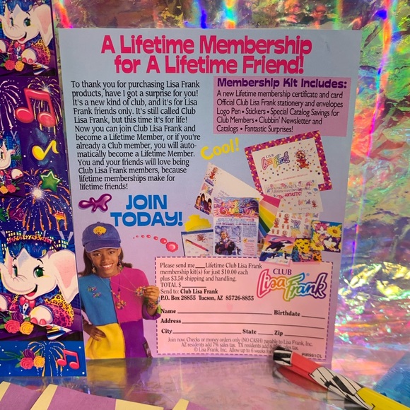 lisa frank ELEPHANT JOHN full set stationery &++ - Picture 6 of 6